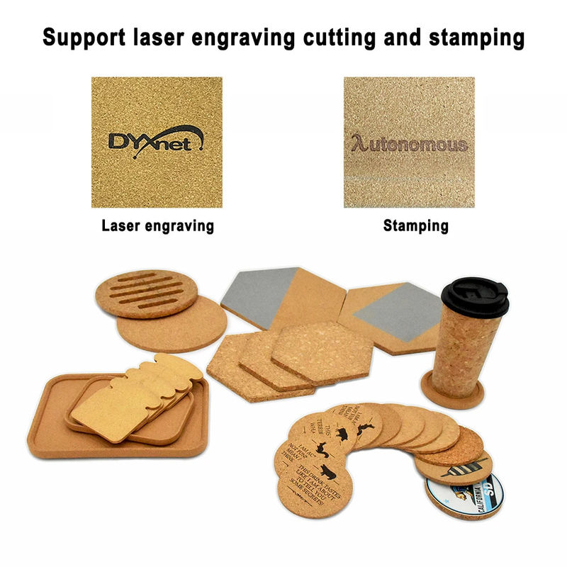Les coussinets en liège gravés au laser sont fabriqués sur mesure en bois de basswood, de différentes tailles et formes