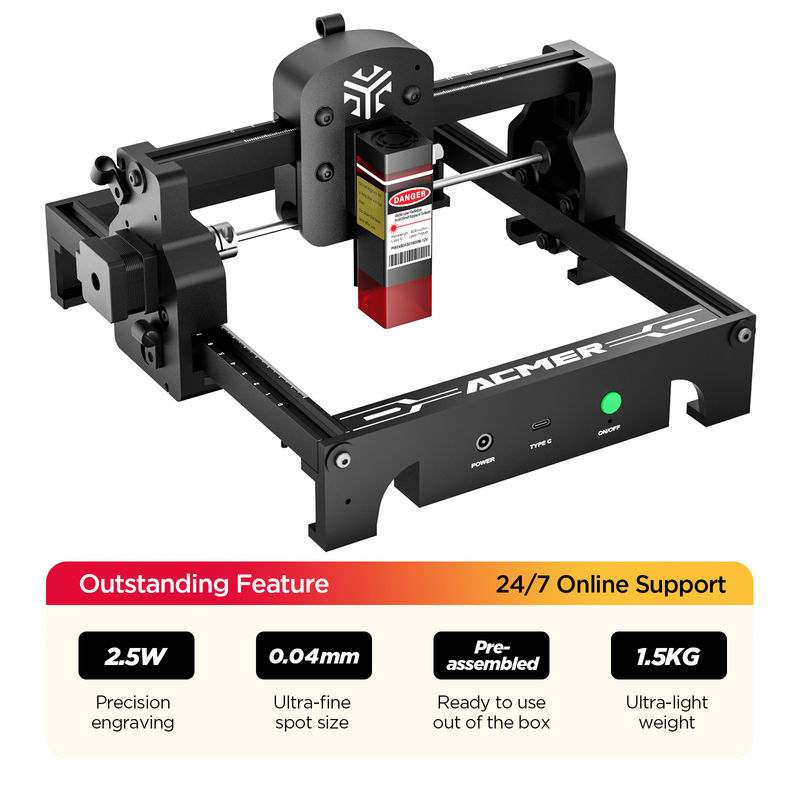 0.04*0.04mm Taille de la tache, ACMER S1 Portable Laser Engraver Mini Machine,