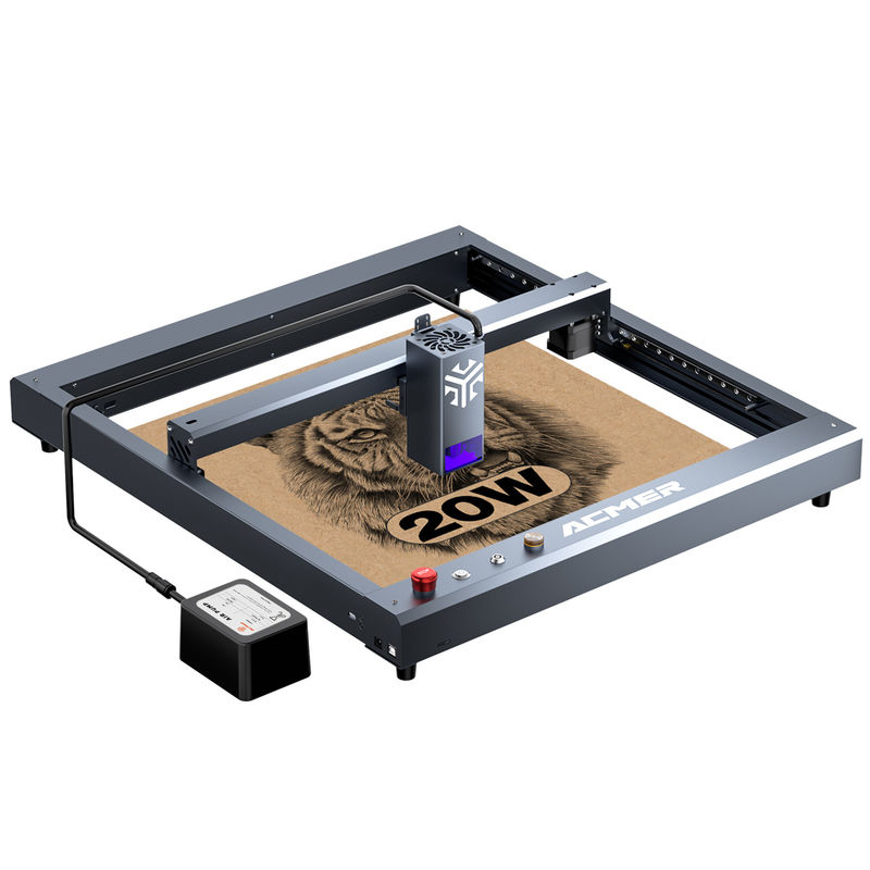 ACMER P2 20W machine de découpe à gravure laser, coupeuse laser à bois connectée USB avec vitesse de gravure 30000mm/min
