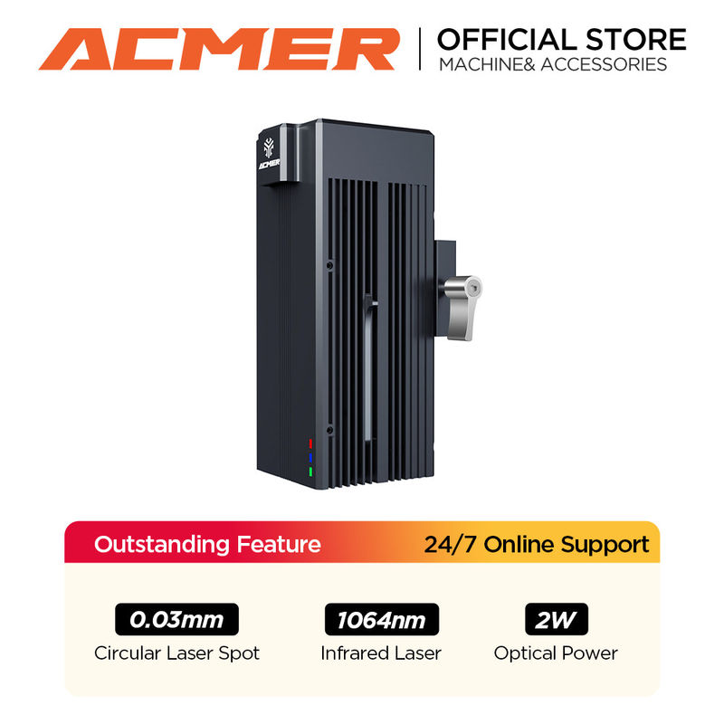 ACMER Laser Module IR 2w Graveur laser à fibre 0,03 mm Spot ultra-fin pour le métal plastique roche acrylique