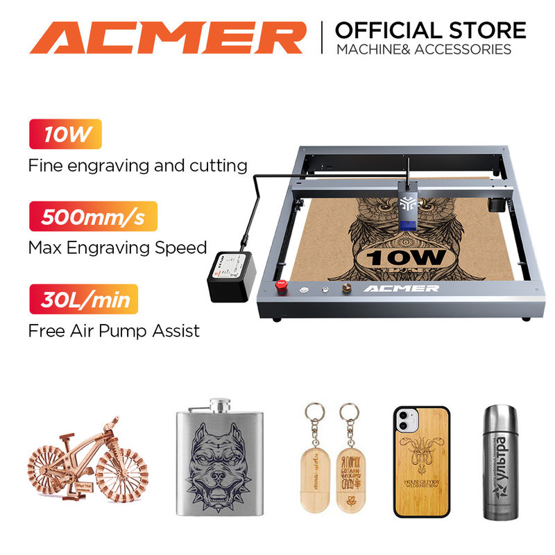 ACMER P2 10W Diode Laser Graveur et machine à couper pour le bois et le métal