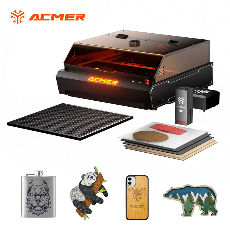 Machine de découpe de gravure laser de précision ACMER P3 96W Laser à diode IR 0,01 mm Précision de mouvement pour l'acrylique
